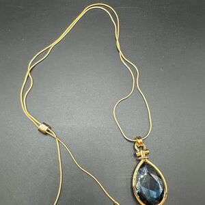 Touchstone Crystal By Swarovski Montana crystal Necklace Scripted Pendant $149